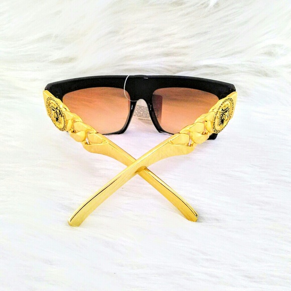 (NEW)! Stylish! Unique! Black Shades, Brown Tint! - Picture 2 of 8